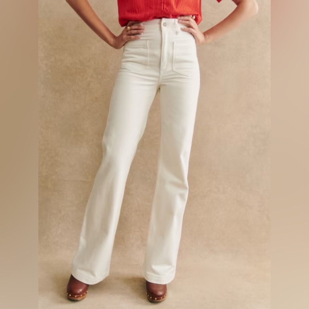 NWT Sezane Le 70s High Waist Trousers Jean 99%
Organic Fabric Ecru Creme (38) M